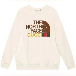 Gucci × The North Face Cream Logo Sweatshirt Size M – Rare Collab - Like New!